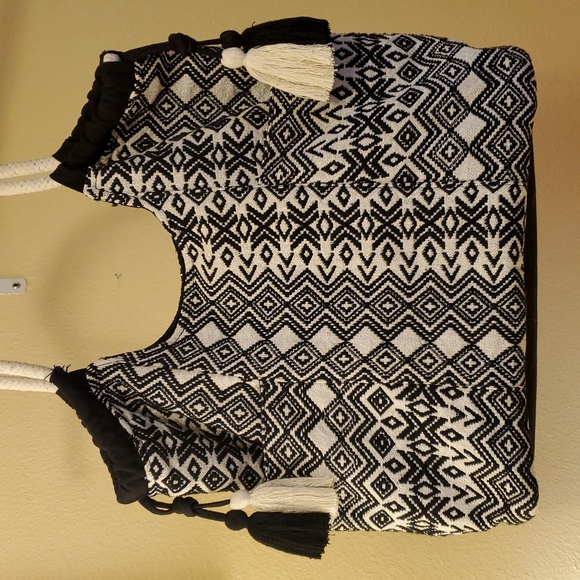 Chicos Black and White Striped Top Sz Xlrg/3 & Tote - Picture 8 of 12